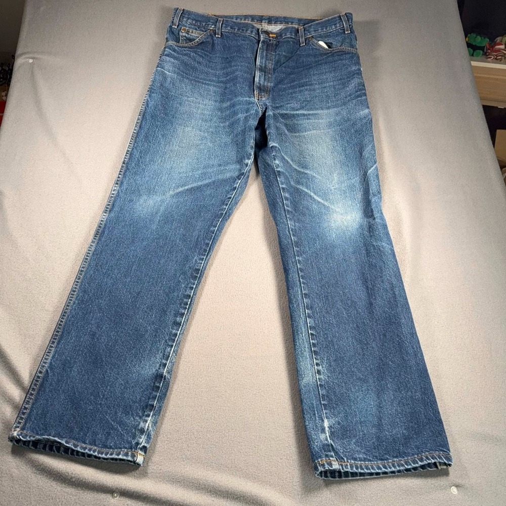 Dickies Blue Jeans Mens 40x32 Straight Leg Workwear Pants Whisker Fade